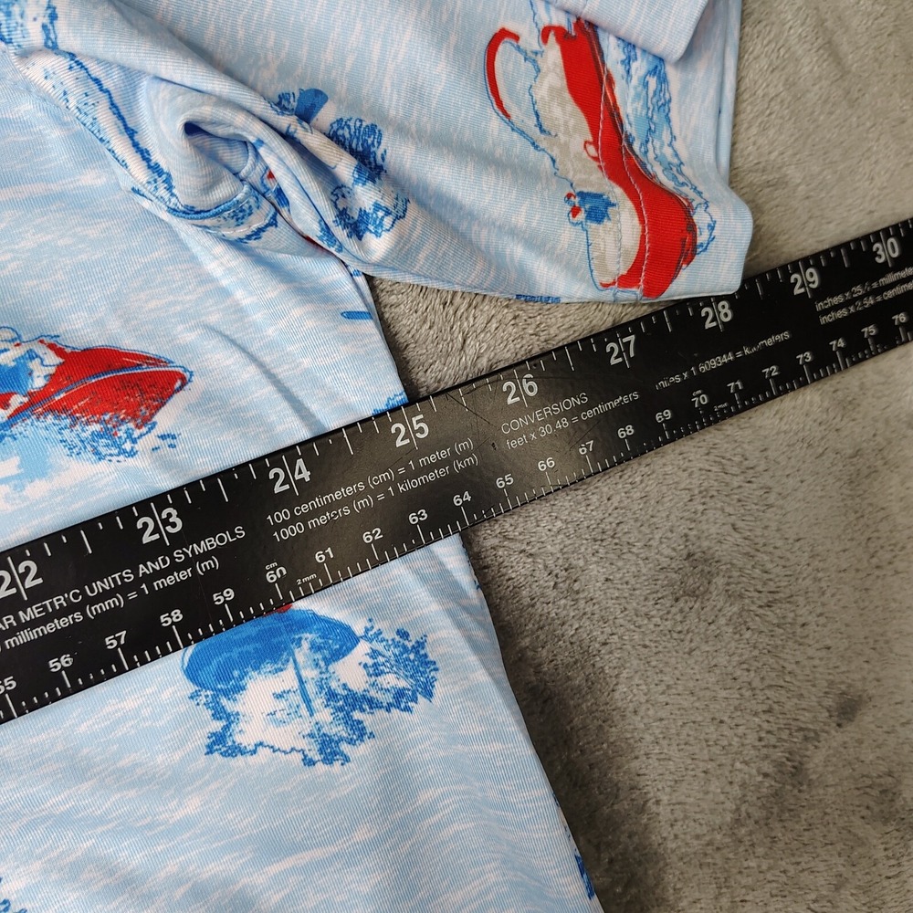 Waggle Lake‎ Life Polo Shirt Mens 2XL Light Blue Boat Print Performance Stretch - Picture 11 of 11